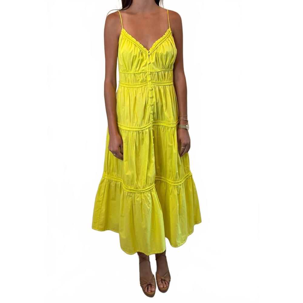 NEW SEA camden cotton poplin tank midi dress in yellow